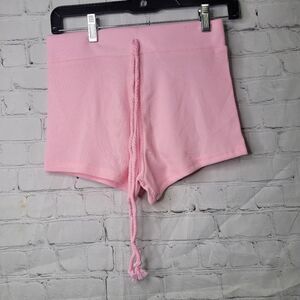 Women's Ribbed Tassels Yoga Shorts Small